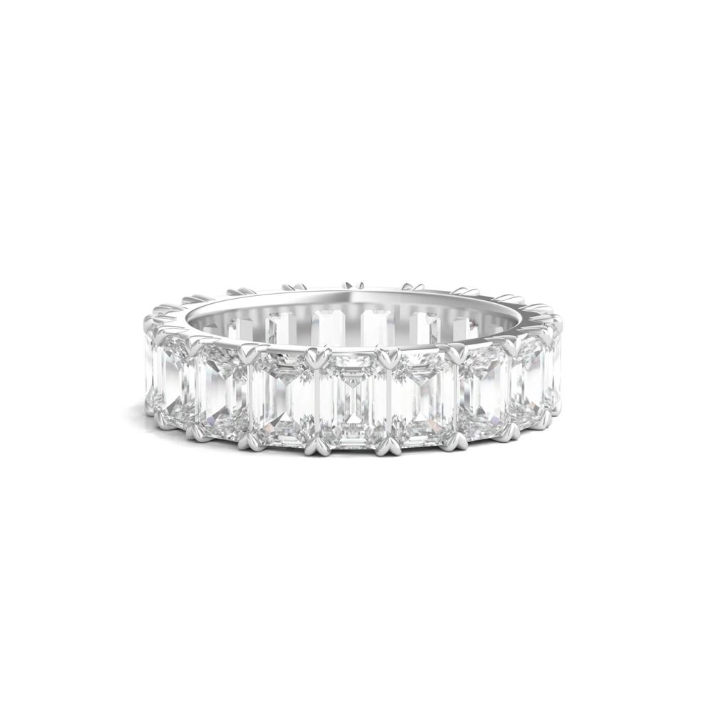 Lab Grown Emerald-Cut Diamond Eternity Band in 14K White Gold (7 ct. tw.) – Image 1 of 3
