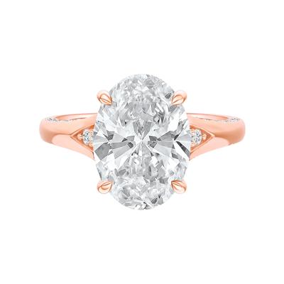 Lab Grown Diamond Oval Center Engagement Ring in 14K Rose Gold (4 1/2 ct. tw.)