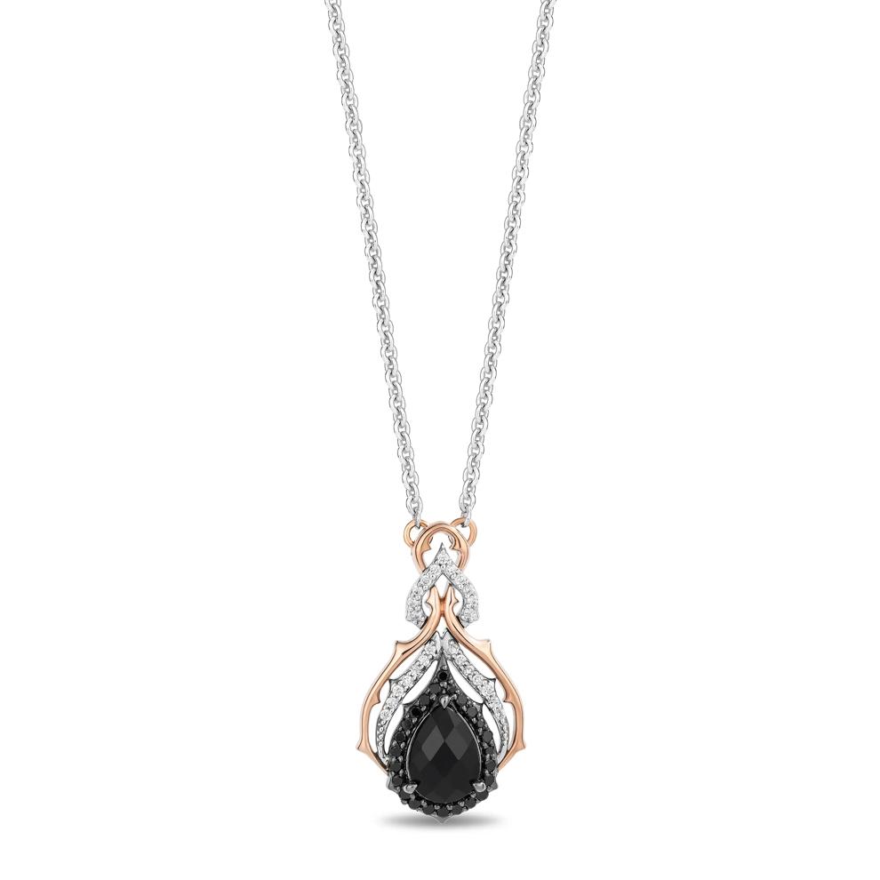Maleficent Black Onyx and Diamond Pendant in Sterling Silver &amp; 10K Rose Gold (1/7 ct. tw.) – Image 1 of 3