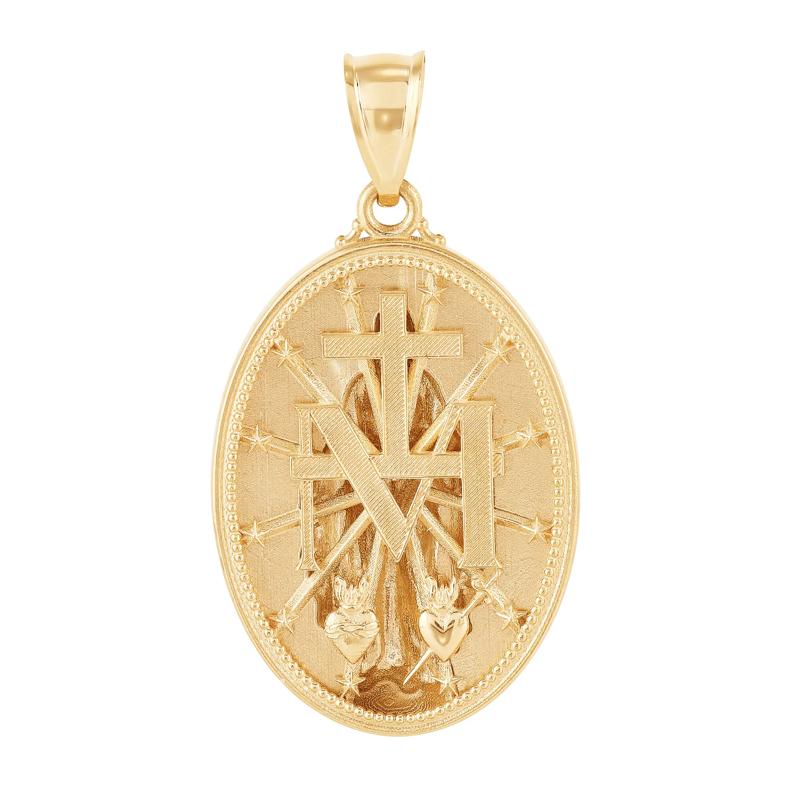 Virgin Mary Medal Charm in 10K Yellow Gold – Image 3 of 3