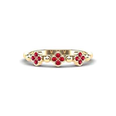 Ruby Clover Stack Band in 10K Yellow Gold