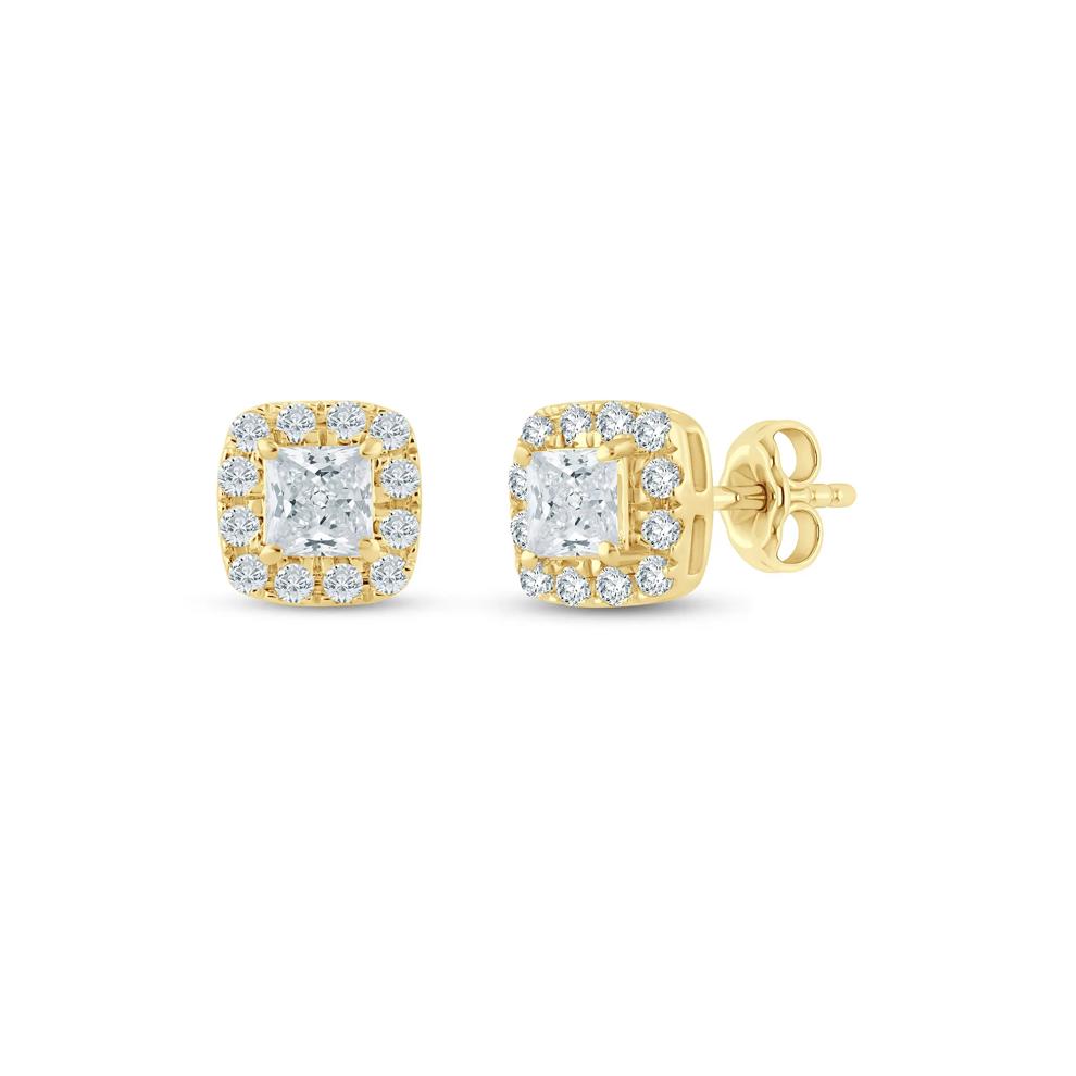 Lab Grown Diamond Halo Stud Earrings in 14K Yellow Gold (1/2 ct. tw.)  – Image 1 of 1