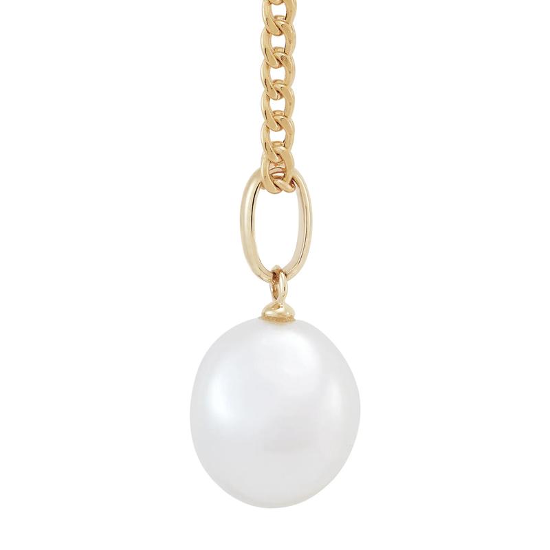 Cultured Freshwater Pearl Drop Pendant in 10K Yellow Gold – Image 2 of 3