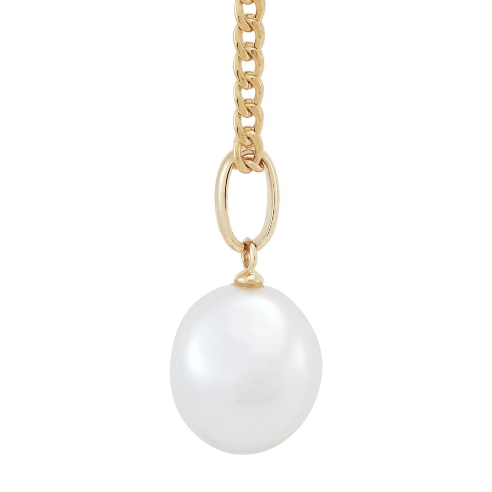 Cultured Freshwater Pearl Drop Pendant in 10K Yellow Gold – Image 2 of 3