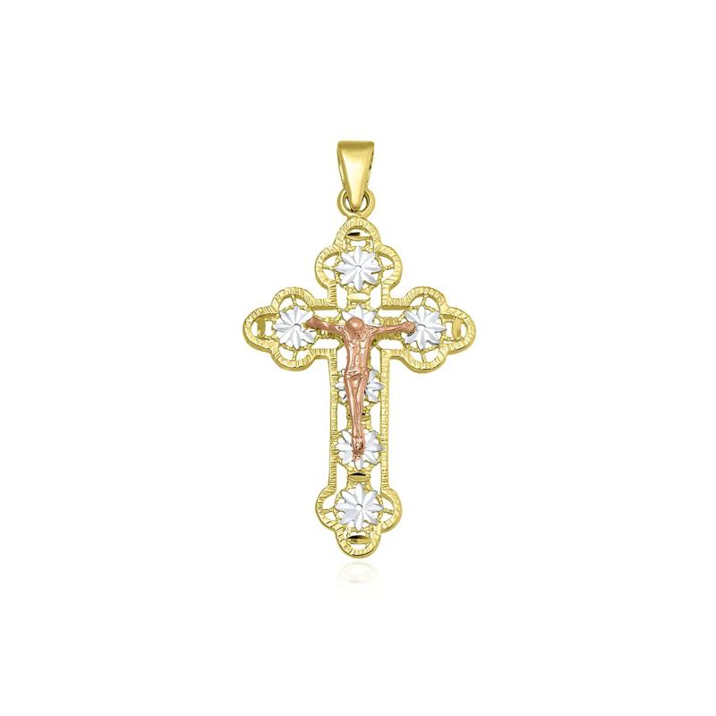 Tricolor Crucifix in 14K Gold – Image 1 of 1