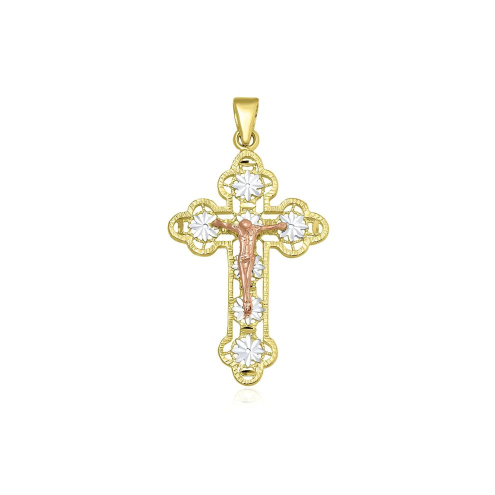 Tricolor Crucifix in 14K Gold – Image 1 of 1