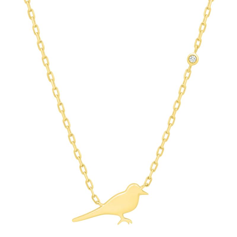 Lab Grown Diamond Accent Lark Pendant in 10K Yellow Gold – Image 1 of 3