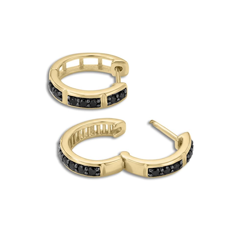 Black Diamond Hoop Earrings in 10K Yellow Gold (1/3 ct. tw.) – Image 2 of 2