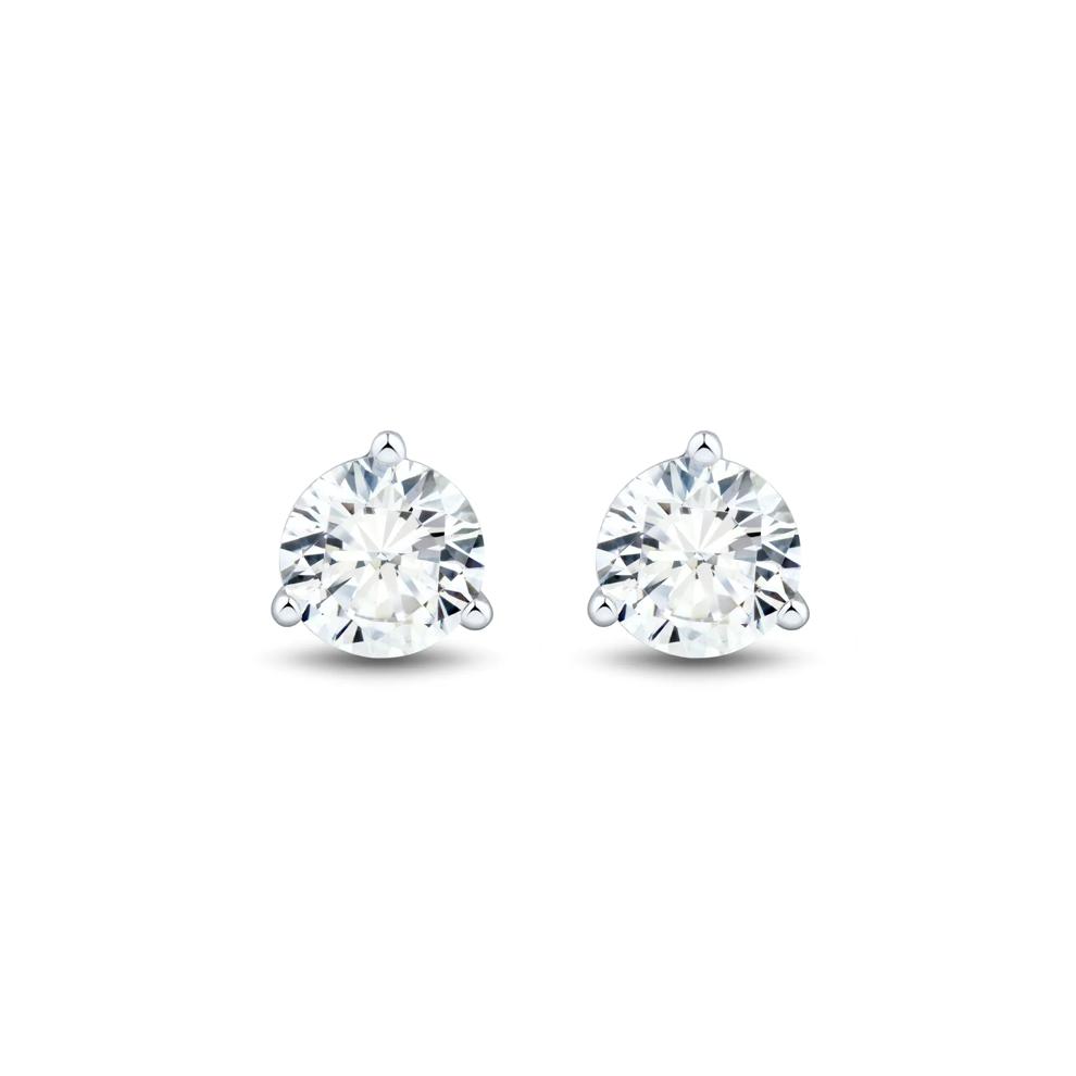 Lab Grown Diamond Round Martini Stud Earrings in 14K White Gold (5 ct. tw.) – Image 2 of 2