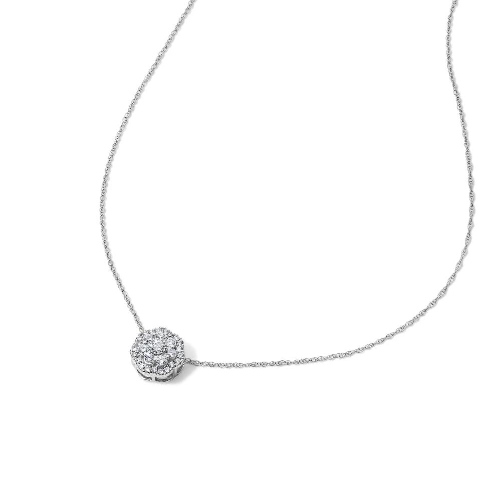 Diamond Floral Composite Pendant Necklace in 10K White Gold (1/4 ct. tw.) – Image 4 of 4