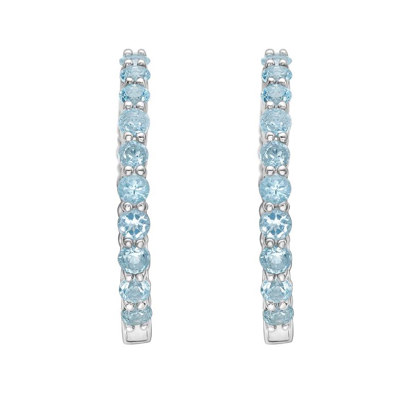 Blue Topaz Hoop Earrings in Sterling Silver, 25MM – Image 2 of 2
