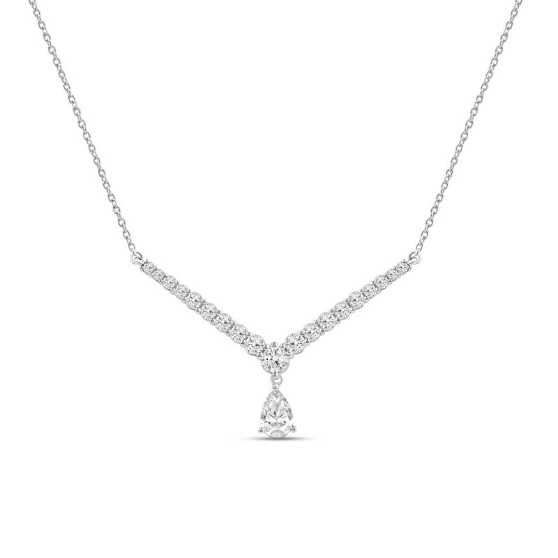 Lab Grown Diamond V-Shape Drop Necklace in 14K White Gold &#40;1/3 ct. tw.&#41; – Image 1 of 3