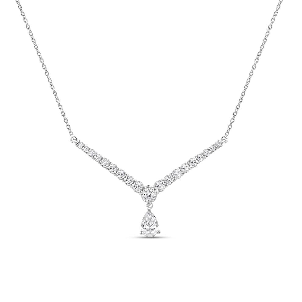 Lab Grown Diamond V-Shape Drop Necklace in 14K White Gold (1/3 ct. tw.) – Image 1 of 3