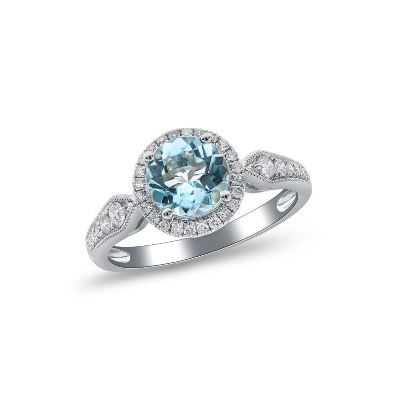 Aquamarine and Diamond Ring in 10K White Gold &#40;1/3 ct. tw.&#41; – Image 4 of 4