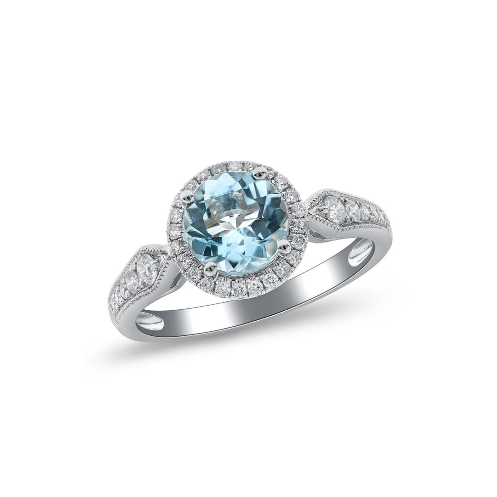Aquamarine and Diamond Ring in 10K White Gold (1/3 ct. tw.) – Image 4 of 4