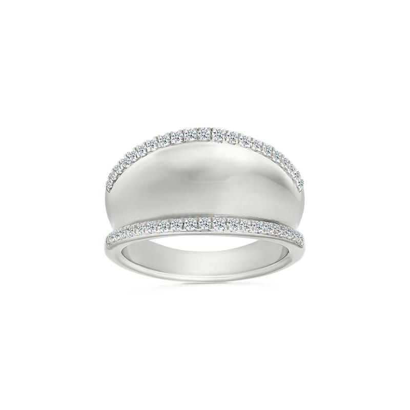 Diamond Concave Ring in Sterling Silver &#40;1/4 ct. tw.&#41; – Image 1 of 5