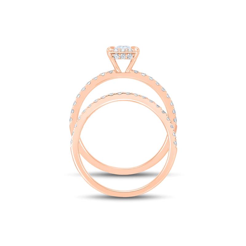 1 ct. tw. Diamond Princess-Cut Engagement Set in 14K Rose Gold – Image 2 of 5
