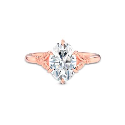 Lab Grown Diamond Etched Leaf Shank Engagement Ring in 14K Rose Gold (2 ct. tw.)