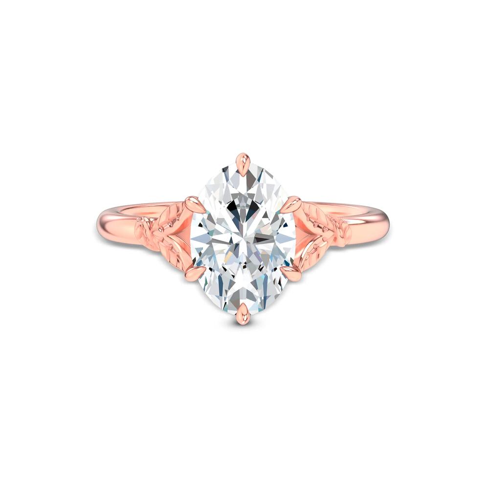 Lab Grown Diamond Etched Leaf Shank Engagement Ring in 14K Rose Gold (2 ct. tw.) – Image 1 of 4