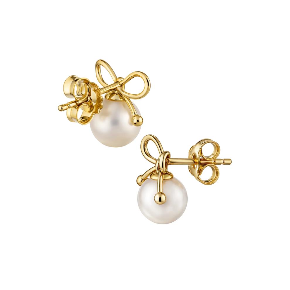 Freshwater Cultured Pearl Bow Stud Earrings in Vermeil – Image 2 of 2