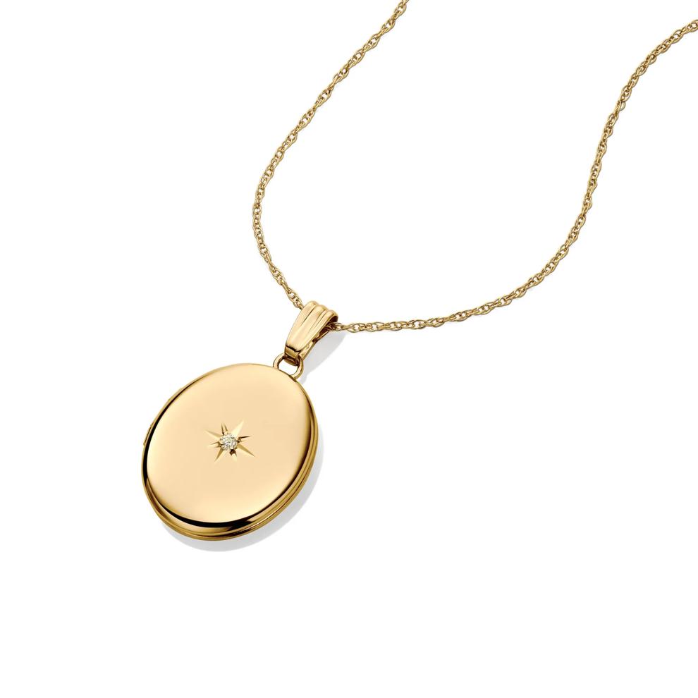 Diamond Oval Locket in 14K Yellow Gold – Image 3 of 5