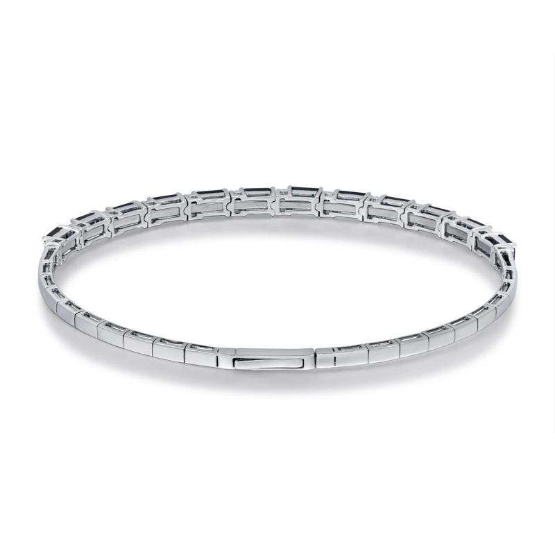 Blue Sapphire and Diamond Bangle Bracelet in 14K White Gold &#40;1/4 ct. tw.&#41; – Image 3 of 3