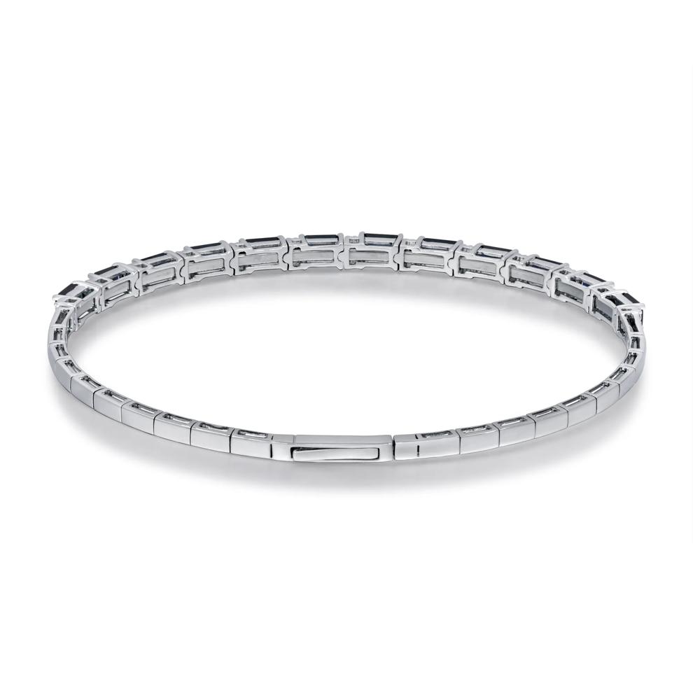 Blue Sapphire and Diamond Bangle Bracelet in 14K White Gold (1/4 ct. tw.) – Image 3 of 3