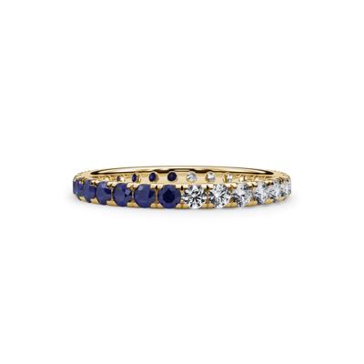 Lab Grown Diamond and Lab-Created Blue Sapphire Eternity Band in 14K Yellow Gold (1/2 ct. tw.)