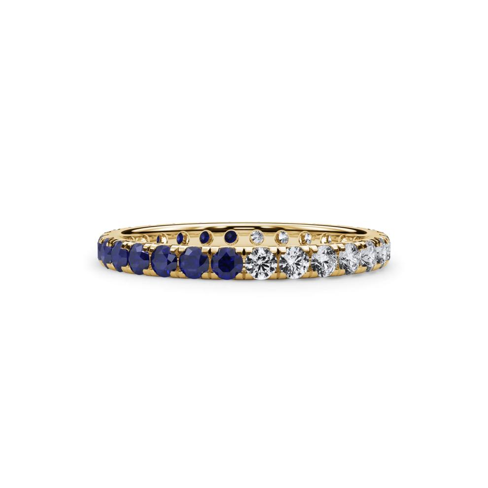 Lab Grown Diamond and Lab-Created Blue Sapphire Eternity Band in 14K Yellow Gold (1/2 ct. tw.) – Image 1 of 4