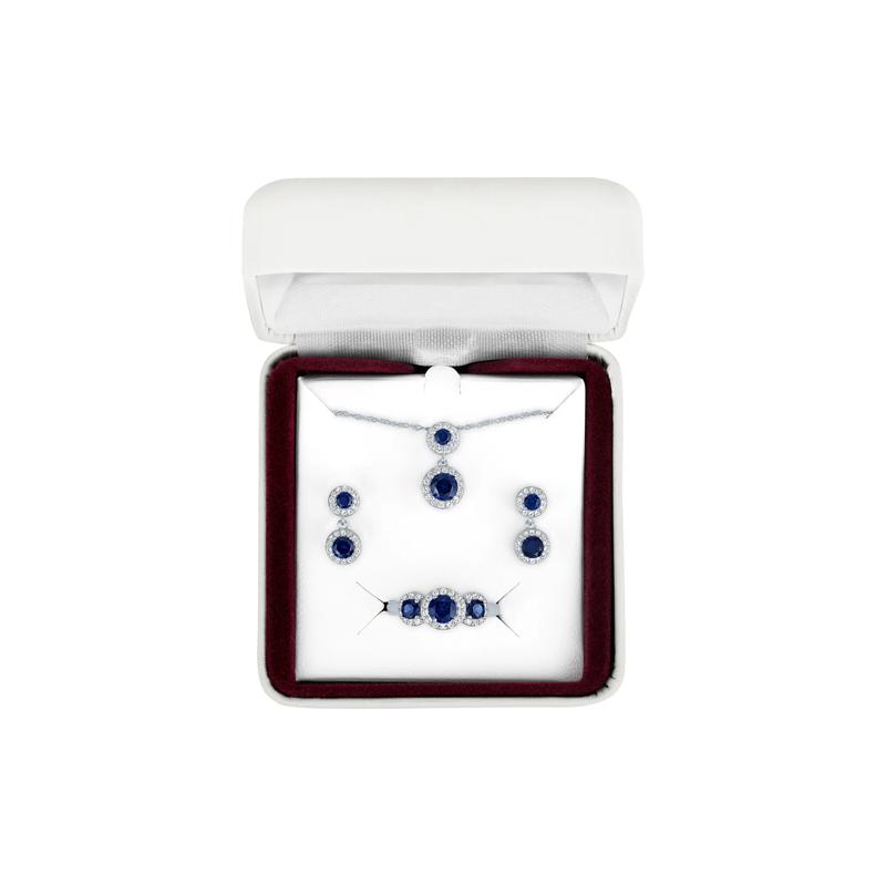 Lab-Created Blue Sapphire &amp; Lab-Created White Sapphire 3-Piece Set in Sterling Silver – Image 2 of 2