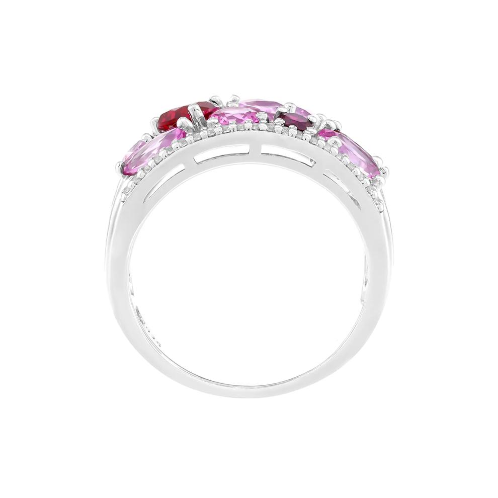 Multicut Lab-Created Pink and White Sapphire and Lab-Created Ruby Ring in Sterling Silver – Image 2 of 3