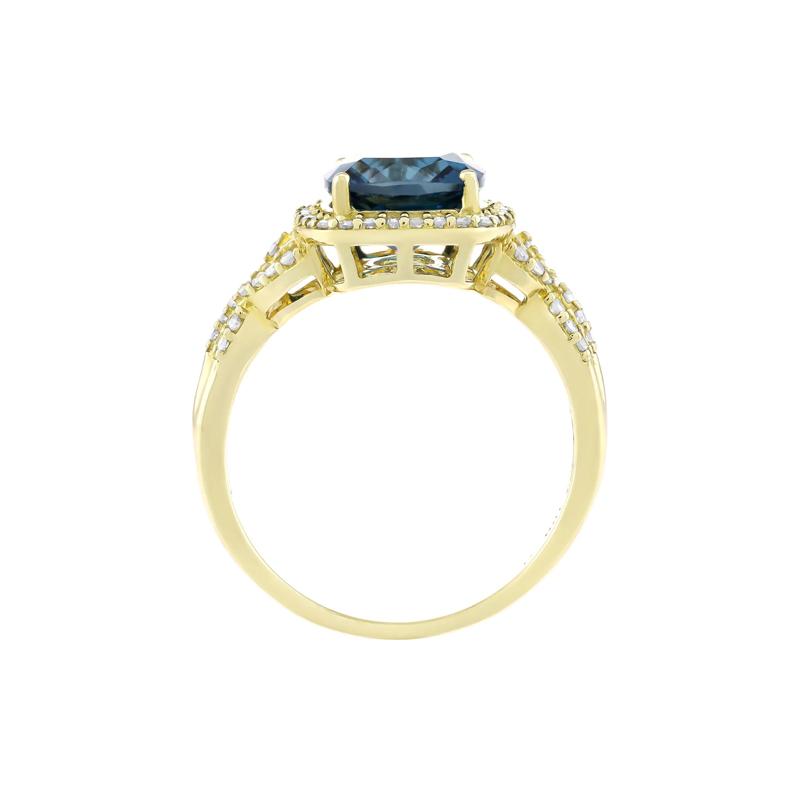London Blue Topaz and Diamond Ring in 10K Yellow Gold &#40;1/3 ct. tw.&#41; – Image 2 of 3