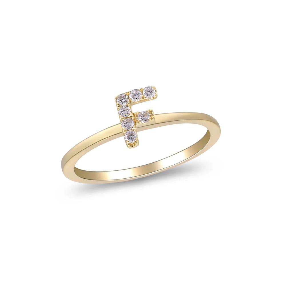 Diamond Accent "F" Initial Ring in 10K Yellow Gold – Image 4 of 5