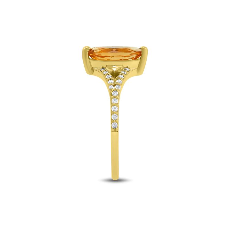 Marquise-Cut Citrine and Diamond Ring in 10K Yellow Gold &#40;1/10 ct. tw.&#41; – Image 3 of 3
