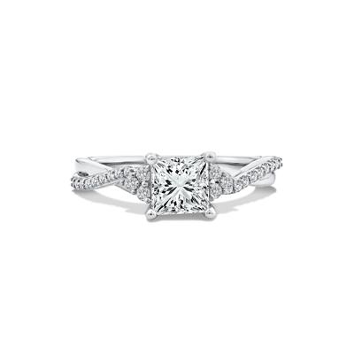 Lab Grown Diamond Princess-Cut Center Engagement Ring in 10K Gold