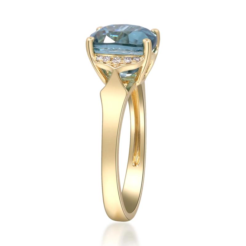 London Blue Topaz &amp; Round Diamond Accent Ring in 10K Yellow Gold – Image 3 of 5