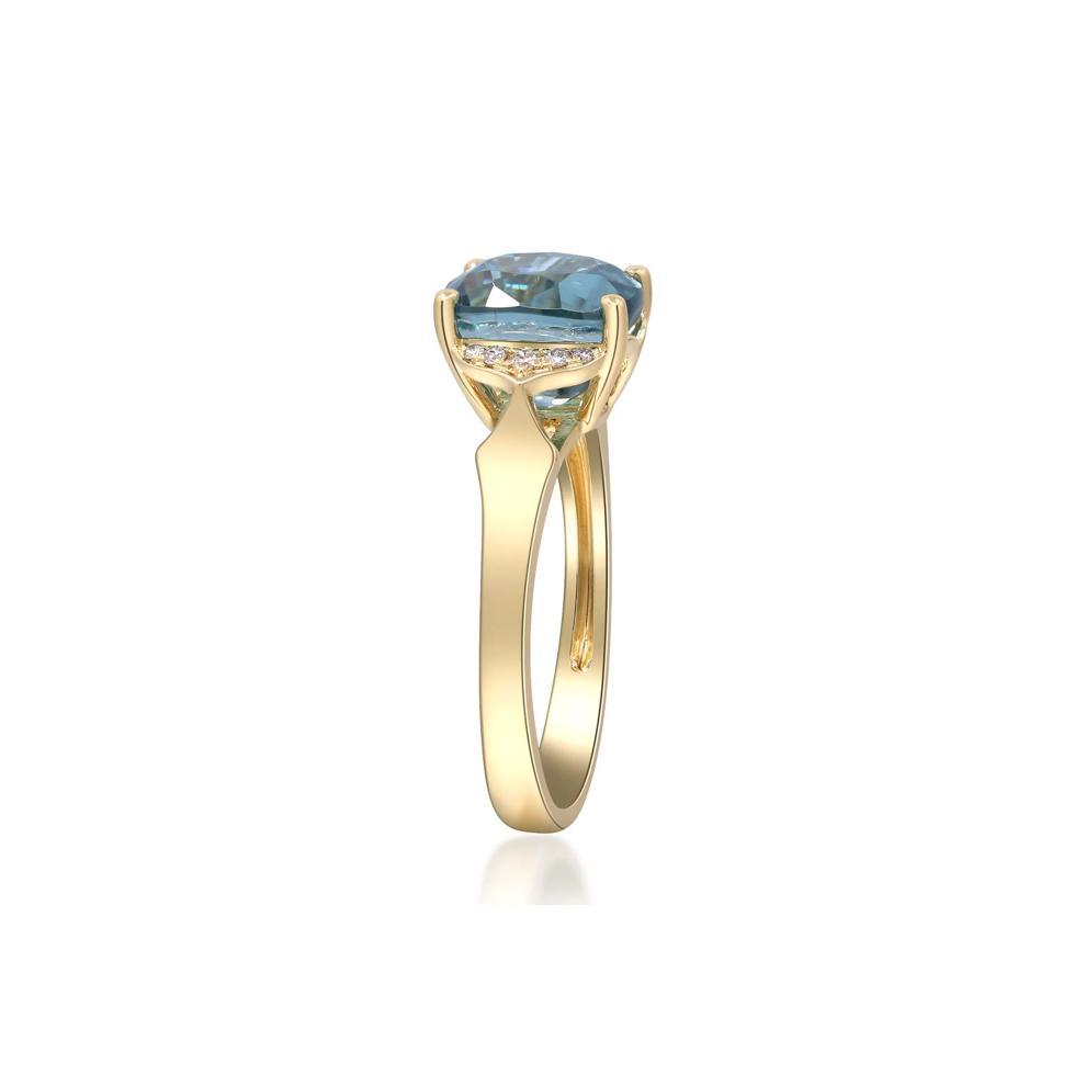 London Blue Topaz &amp; Round Diamond Accent Ring in 10K Yellow Gold – Image 3 of 5