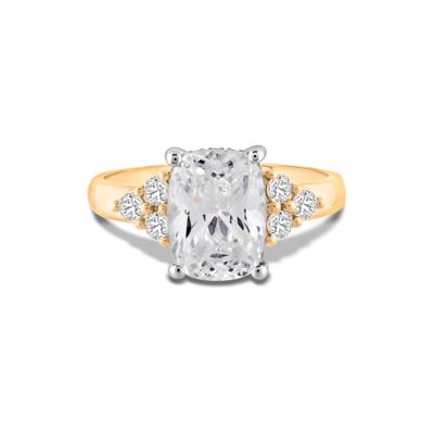 Lab Grown Diamond Elongated Cushion Center Engagement Ring in 14K Yellow & White Gold (3 3/8 ct. tw.)