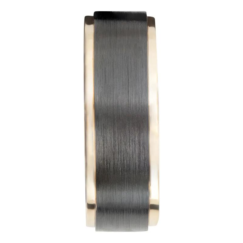 Men&rsquo;s Wedding Band with 14K Yellow Gold in Black Zirconium, 8mm – Image 3 of 4