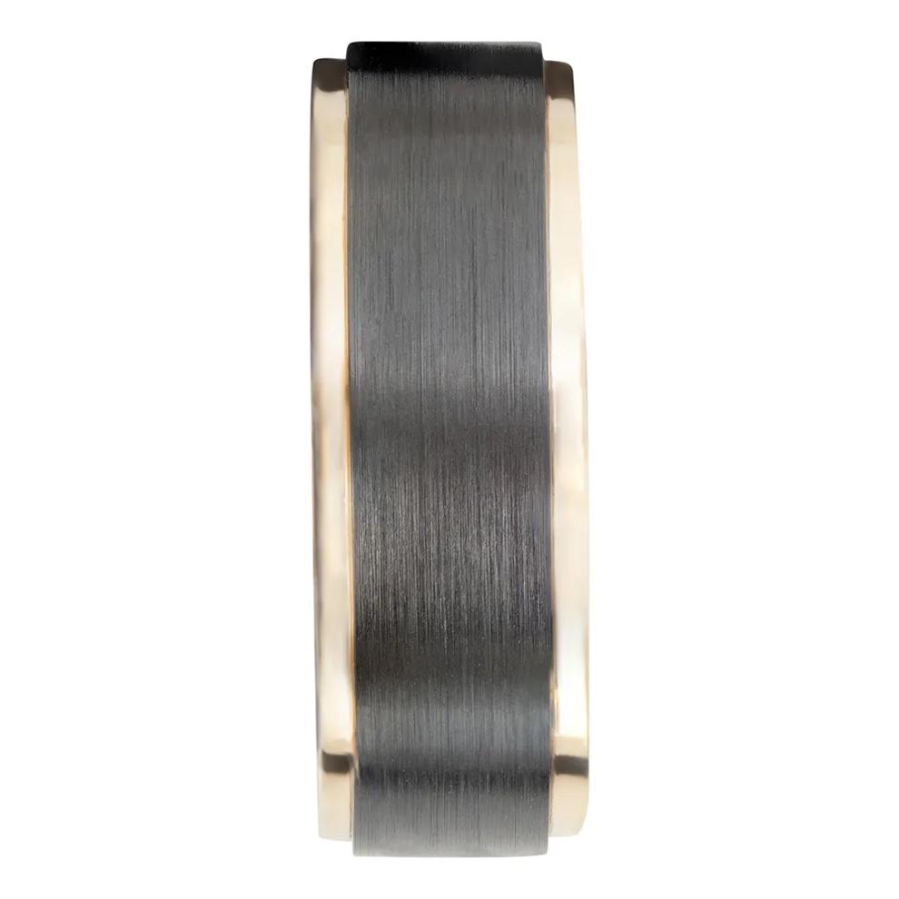 Men&rsquo;s Wedding Band with 14K Yellow Gold in Black Zirconium, 8mm – Image 3 of 4