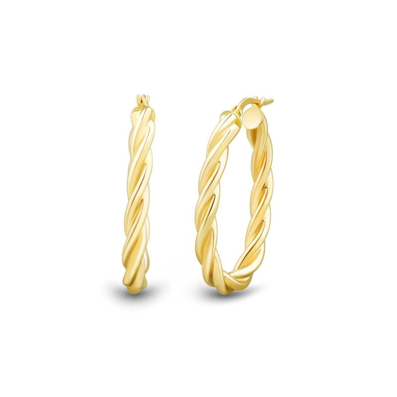 Twisted Oval Tube Hoops in 14K Yellow Gold – Image 1 of 2