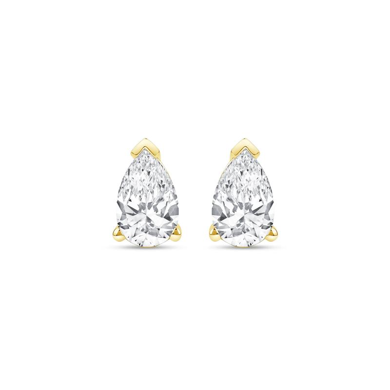 Lab Grown Diamond Pear-Shaped Solitaire Stud Earrings in 14K Yellow Gold (2 ct. tw.) – Image 2 of 3