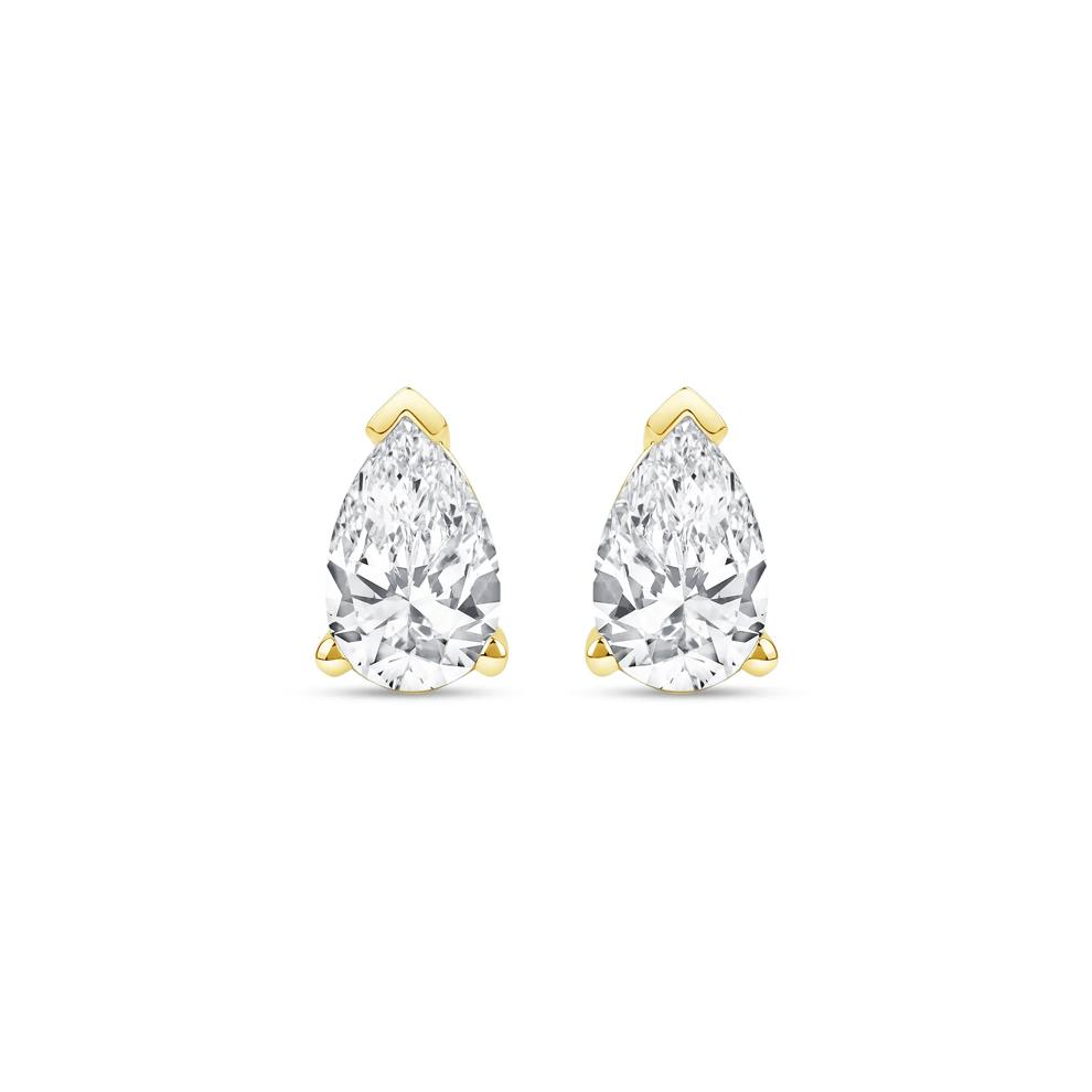 Lab Grown Diamond Pear-Shaped Solitaire Stud Earrings in 14K Yellow Gold (2 ct. tw.) – Image 2 of 3