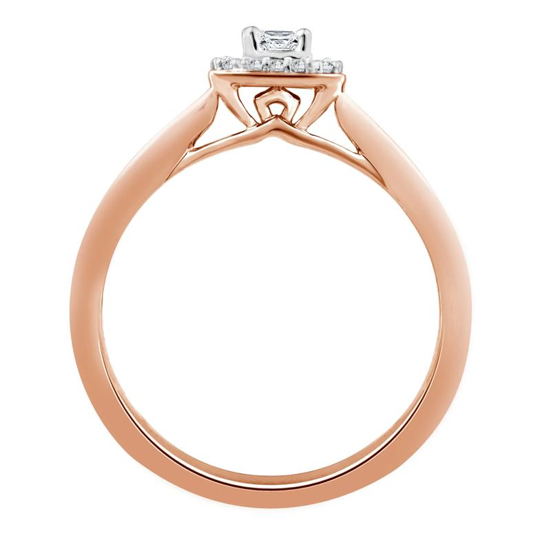 Diamond and Blue Sapphire Promise Ring in 10K Rose Gold (1/7 ct. tw.) – Image 2 of 3