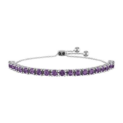 Amethyst Bolo Bracelet in Sterling Silver
