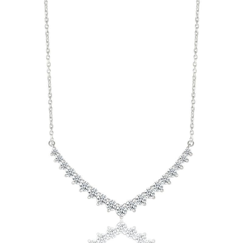 Graduated Diamond Necklace in 10K White Gold &#40;1 ct. tw.&#41; – Image 1 of 3
