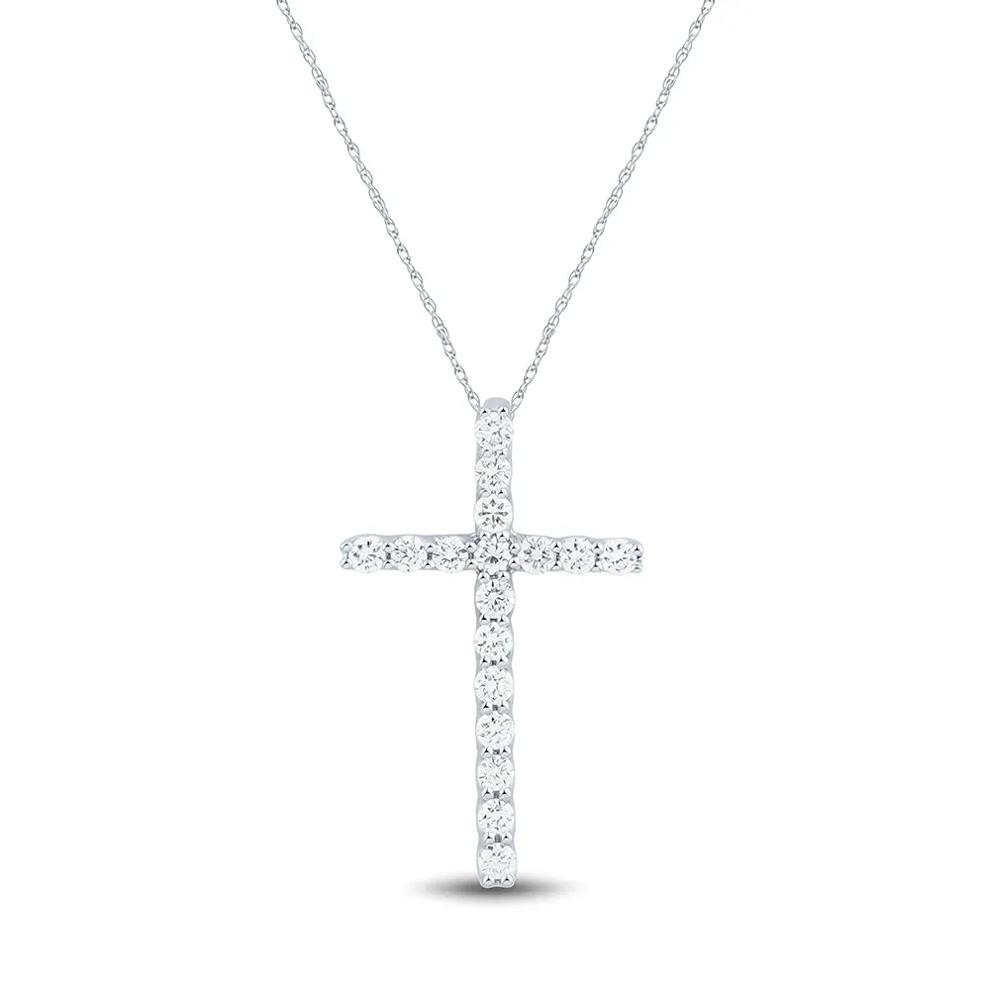 Lab Grown Diamond Cross Pendant in 14K White Gold (5/8 ct. tw.) – Image 1 of 2