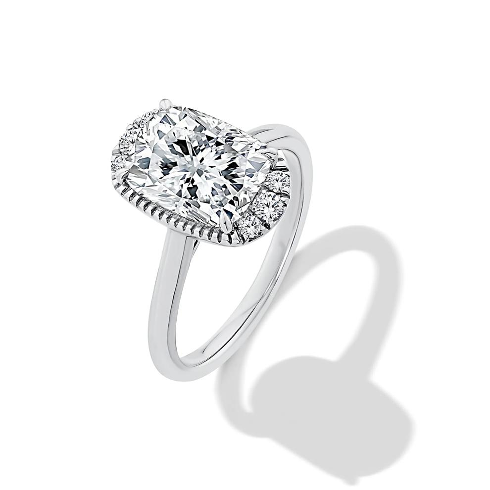 Lab Grown Diamond Elongated Cushion Halo Engagement Ring in 14K White Gold (3 1/7 ct. tw.) – Image 4 of 4