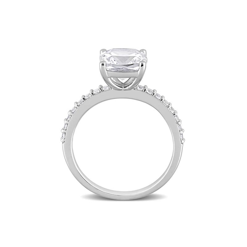 Cushion-Cut Lab Created White Sapphire Ring in 10K White Gold – Image 2 of 5