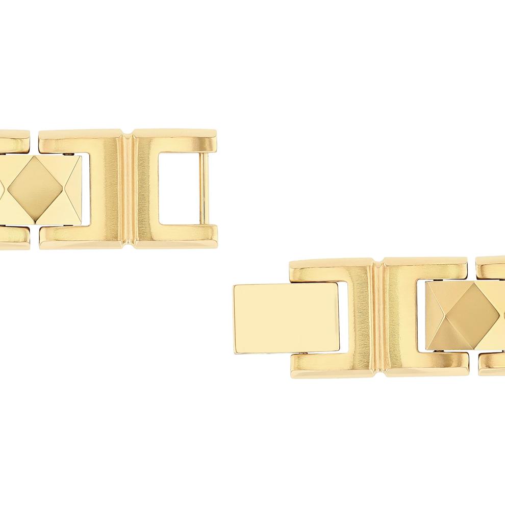 Link Bracelet in Yellow Ion-Plated Stainless Steel and Tungsten, 12mm, 8.75" – Image 3 of 3